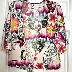 NWT Women's Chico's IKat Encounter Kimono Floral‎ Jacket Top Size 1